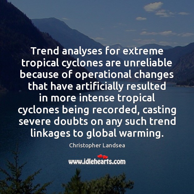 Trend analyses for extreme tropical cyclones are unreliable because of operational changes Christopher Landsea Picture Quote