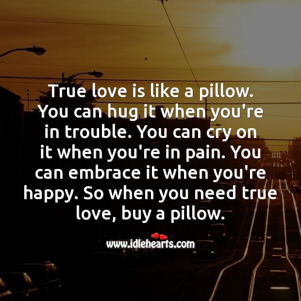 True love is like a pillow. True Love Quotes Image