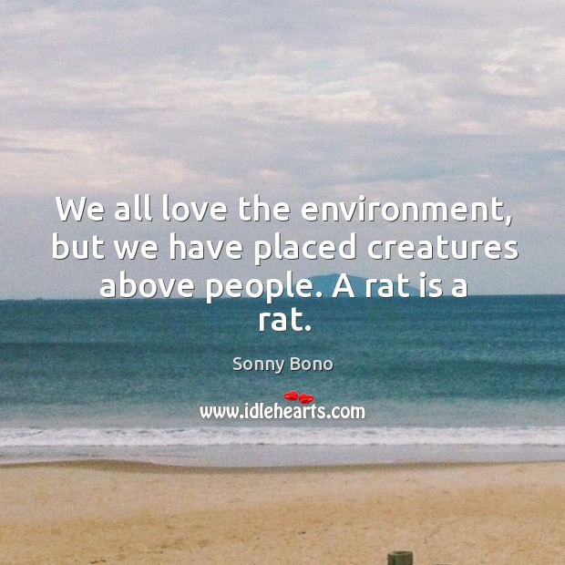 We all love the environment, but we have placed creatures above people. A rat is a rat. Environment Quotes Image