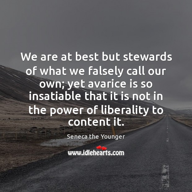 We are at best but stewards of what we falsely call our Seneca the Younger Picture Quote