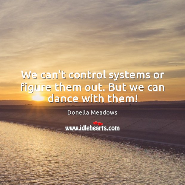 We can’t control systems or figure them out. But we can dance with them! Donella Meadows Picture Quote