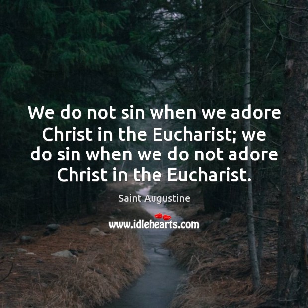 We do not sin when we adore Christ in the Eucharist; we Saint Augustine Picture Quote