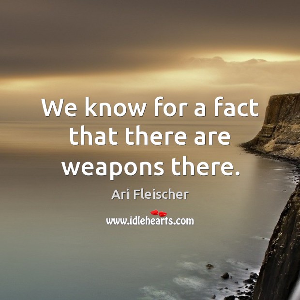 We know for a fact that there are weapons there. Image