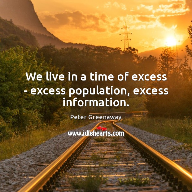 We live in a time of excess – excess population, excess information. Image