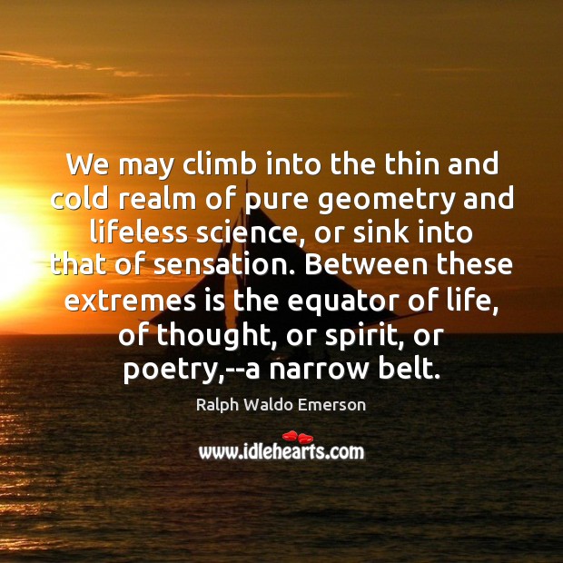 We may climb into the thin and cold realm of pure geometry Picture Quotes Image