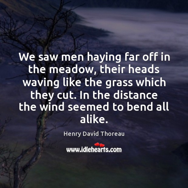 We saw men haying far off in the meadow, their heads waving Picture Quotes Image