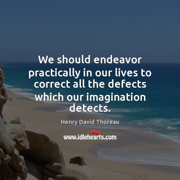 We should endeavor practically in our lives to correct all the defects Henry David Thoreau Picture Quote