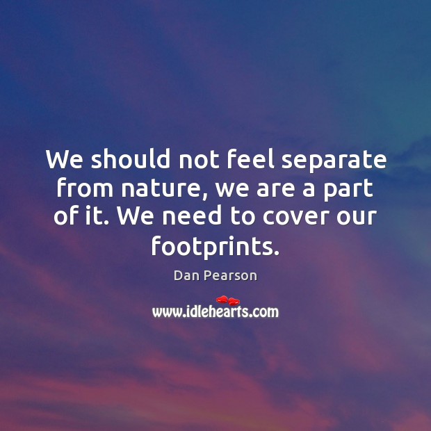 We should not feel separate from nature, we are a part of Dan Pearson Picture Quote