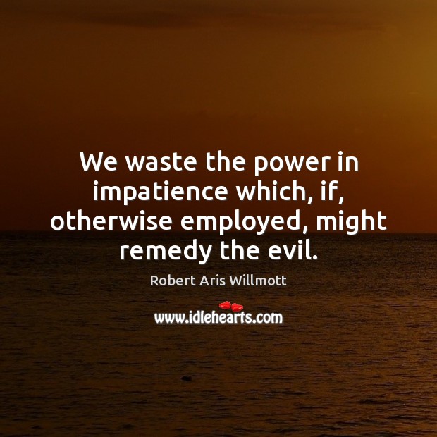 We waste the power in impatience which, if, otherwise employed, might remedy the evil. Picture Quotes Image