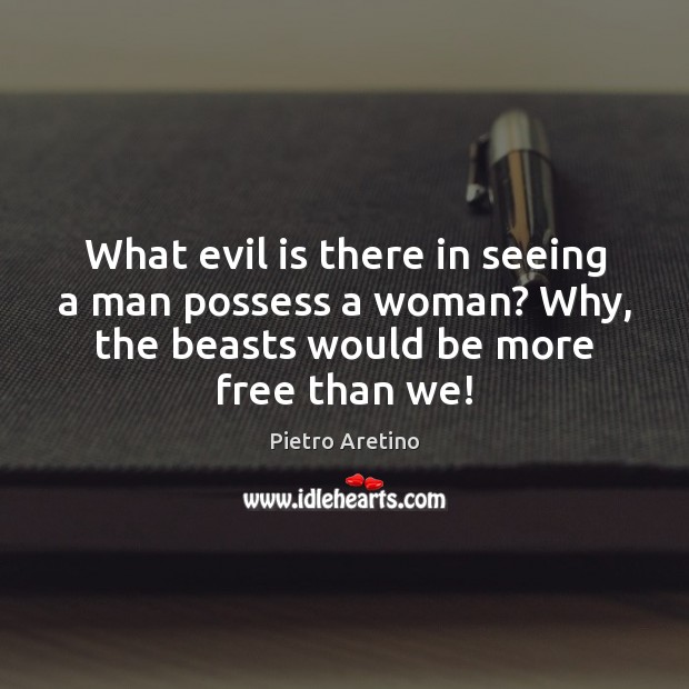 What evil is there in seeing a man possess a woman? Why, Pietro Aretino Picture Quote