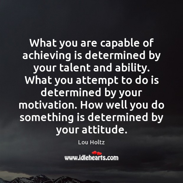 What you are capable of achieving is determined by your talent and Attitude Quotes Image