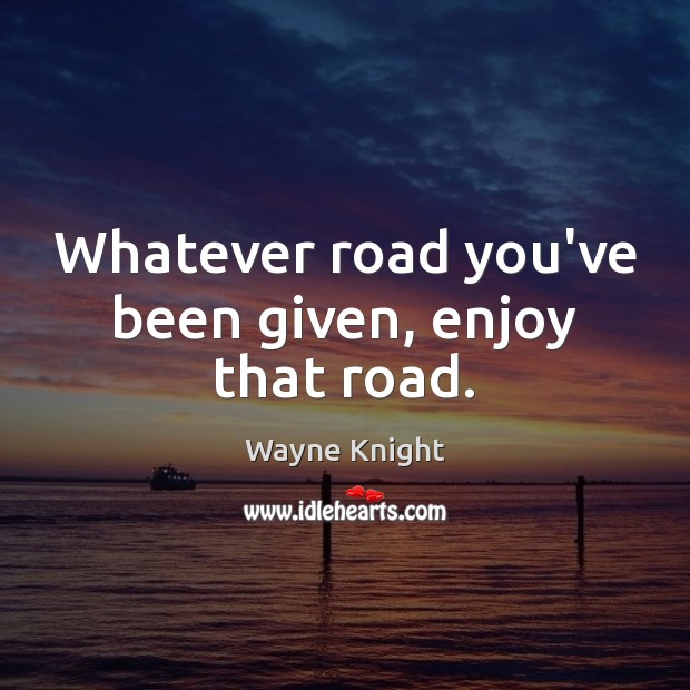 Whatever road you’ve been given, enjoy that road. Wayne Knight Picture Quote