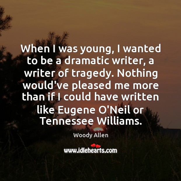 When I was young, I wanted to be a dramatic writer, a Woody Allen Picture Quote