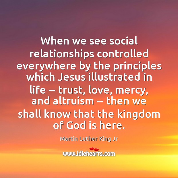 When we see social relationships controlled everywhere by the principles which Jesus Image