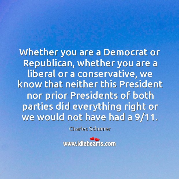 Whether you are a democrat or republican Charles Schumer Picture Quote