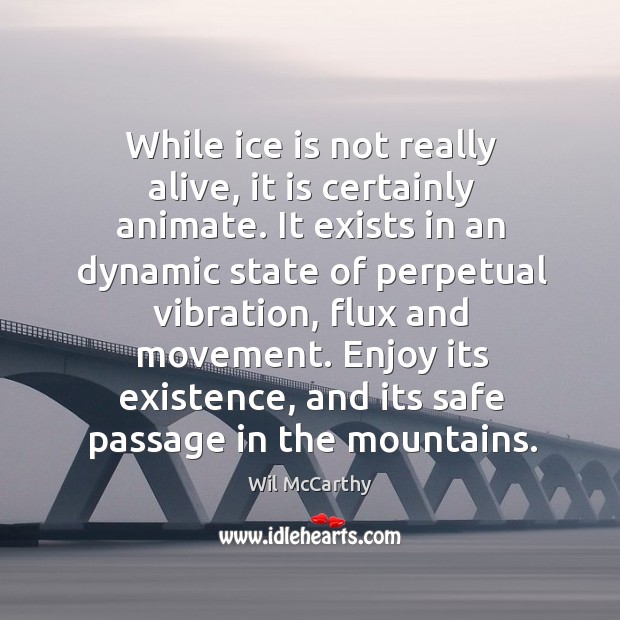 While ice is not really alive, it is certainly animate. It exists Wil McCarthy Picture Quote