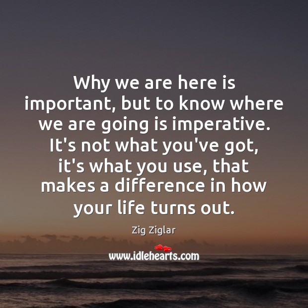 Why we are here is important, but to know where we are Zig Ziglar Picture Quote