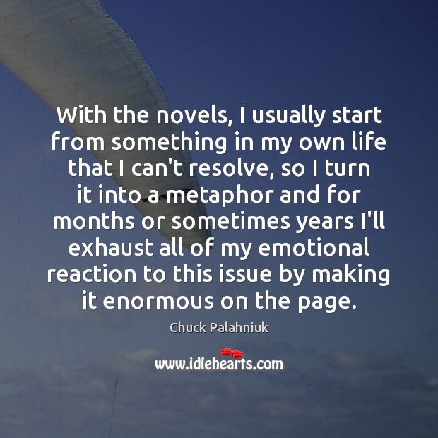 With the novels, I usually start from something in my own life Image