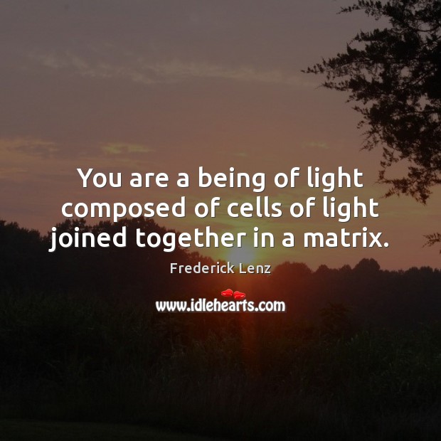 You are a being of light composed of cells of light joined together in a matrix. Picture Quotes Image