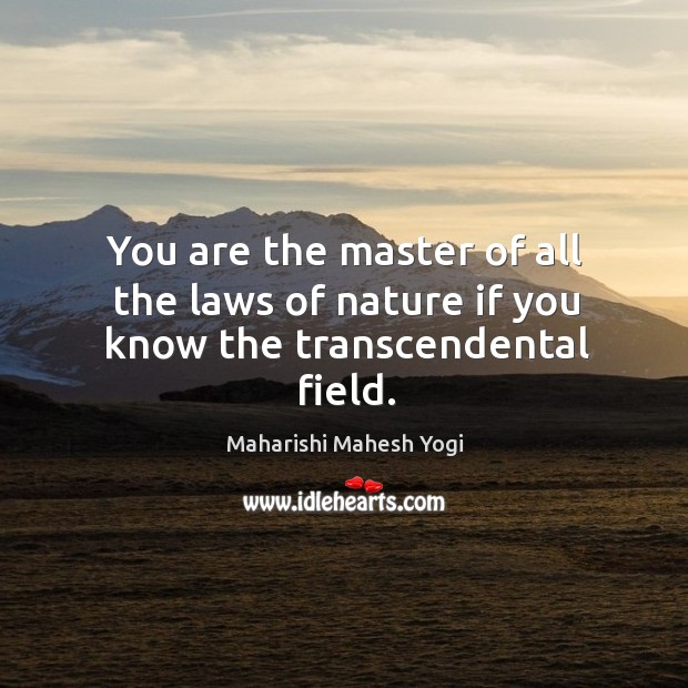 You are the master of all the laws of nature if you know the transcendental field. Image