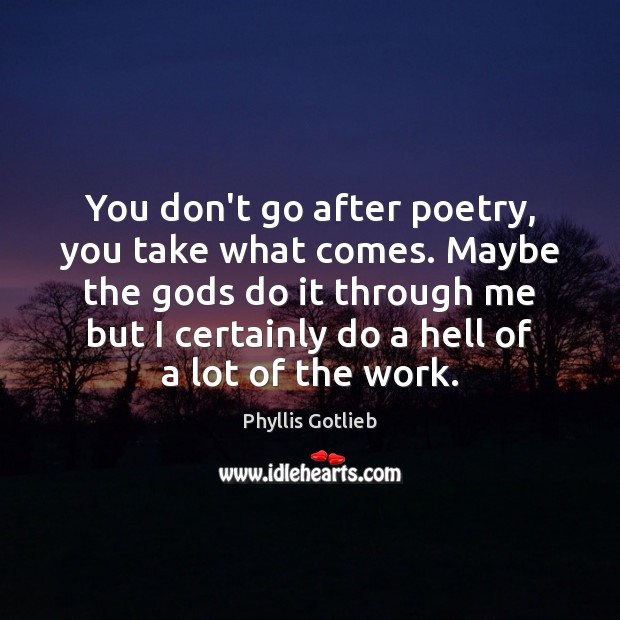 You don’t go after poetry, you take what comes. Maybe the Gods Image