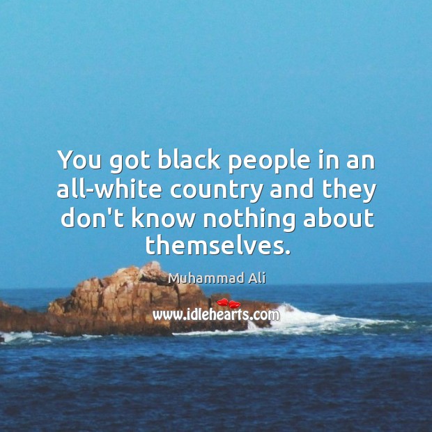 You got black people in an all-white country and they don’t know nothing about themselves. Image