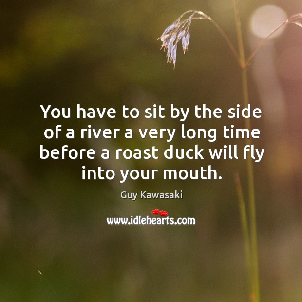 You have to sit by the side of a river a very long time before a roast duck will fly into your mouth. Guy Kawasaki Picture Quote