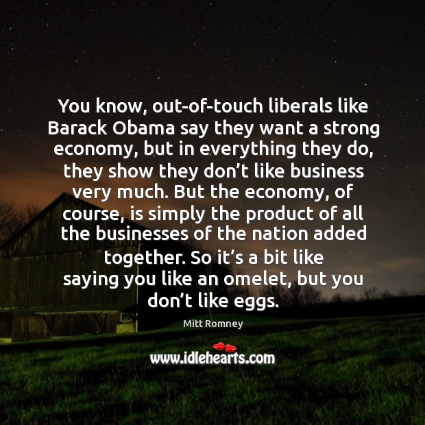You know, out-of-touch liberals like barack obama say they want a strong economy, but in everything they do Economy Quotes Image
