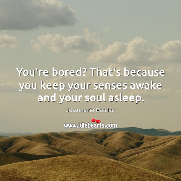 You’re bored? That’s because you keep your senses awake and your soul asleep. Image