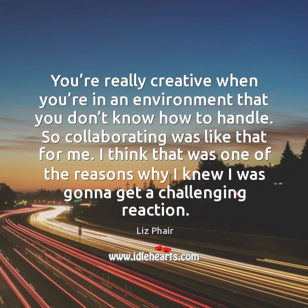 You’re really creative when you’re in an environment that you don’t know how to handle. Environment Quotes Image