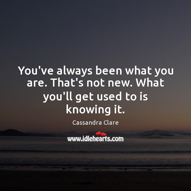 You’ve always been what you are. That’s not new. What you’ll get used to is knowing it. Picture Quotes Image